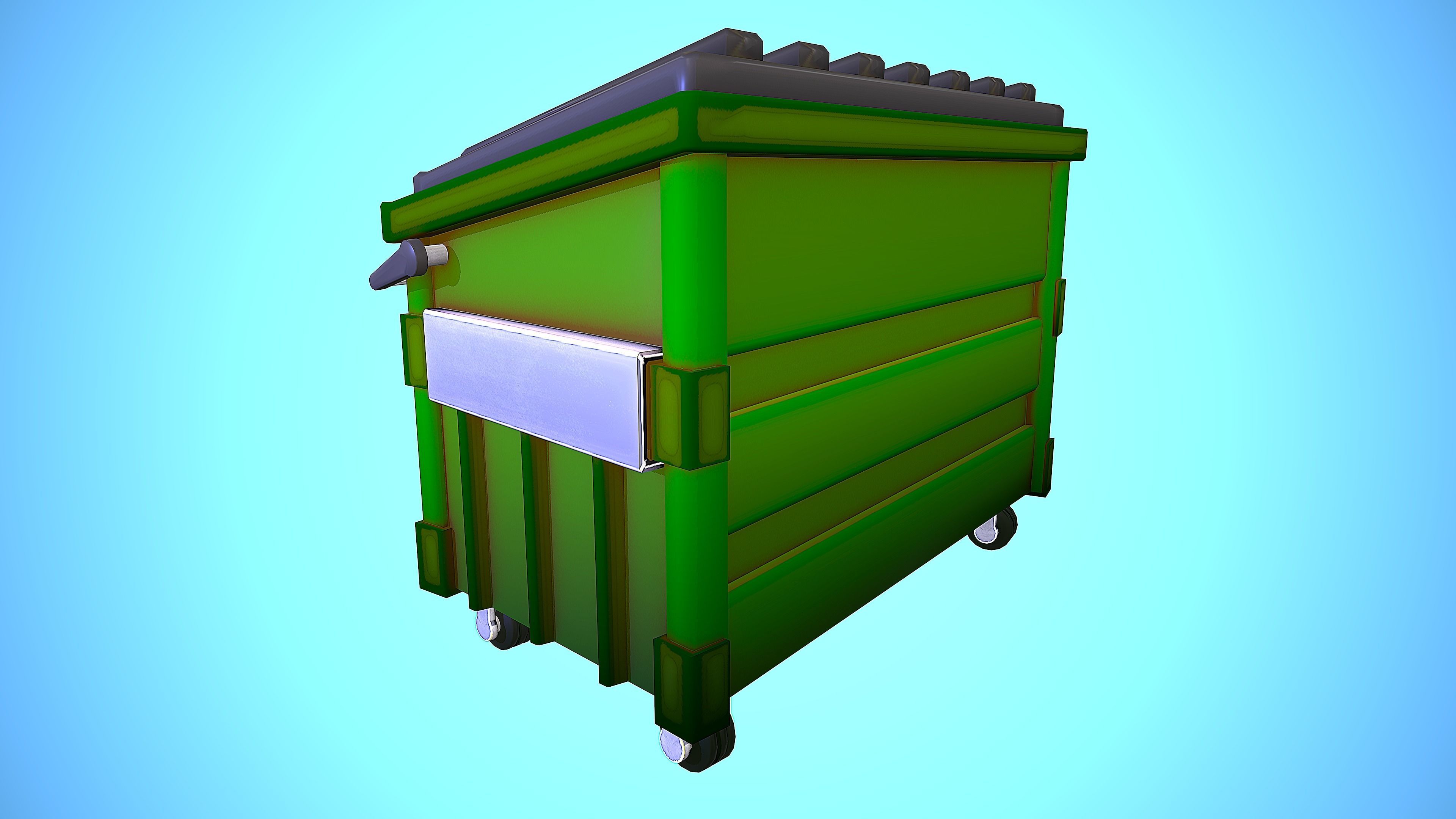 RECYCLING CONTAINER BIN Low-poly 3D model_5