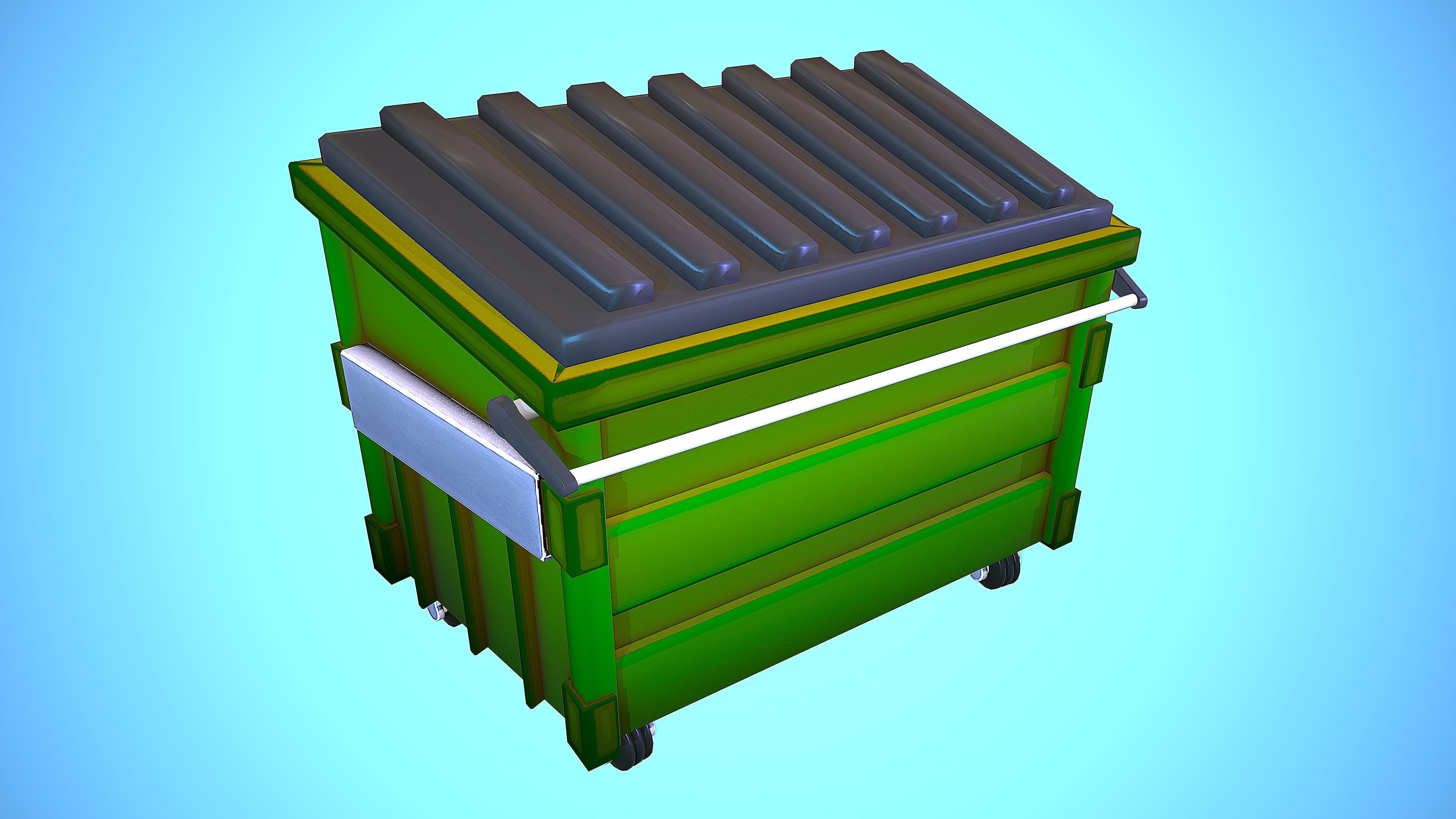 RECYCLING CONTAINER BIN Low-poly 3D model_2