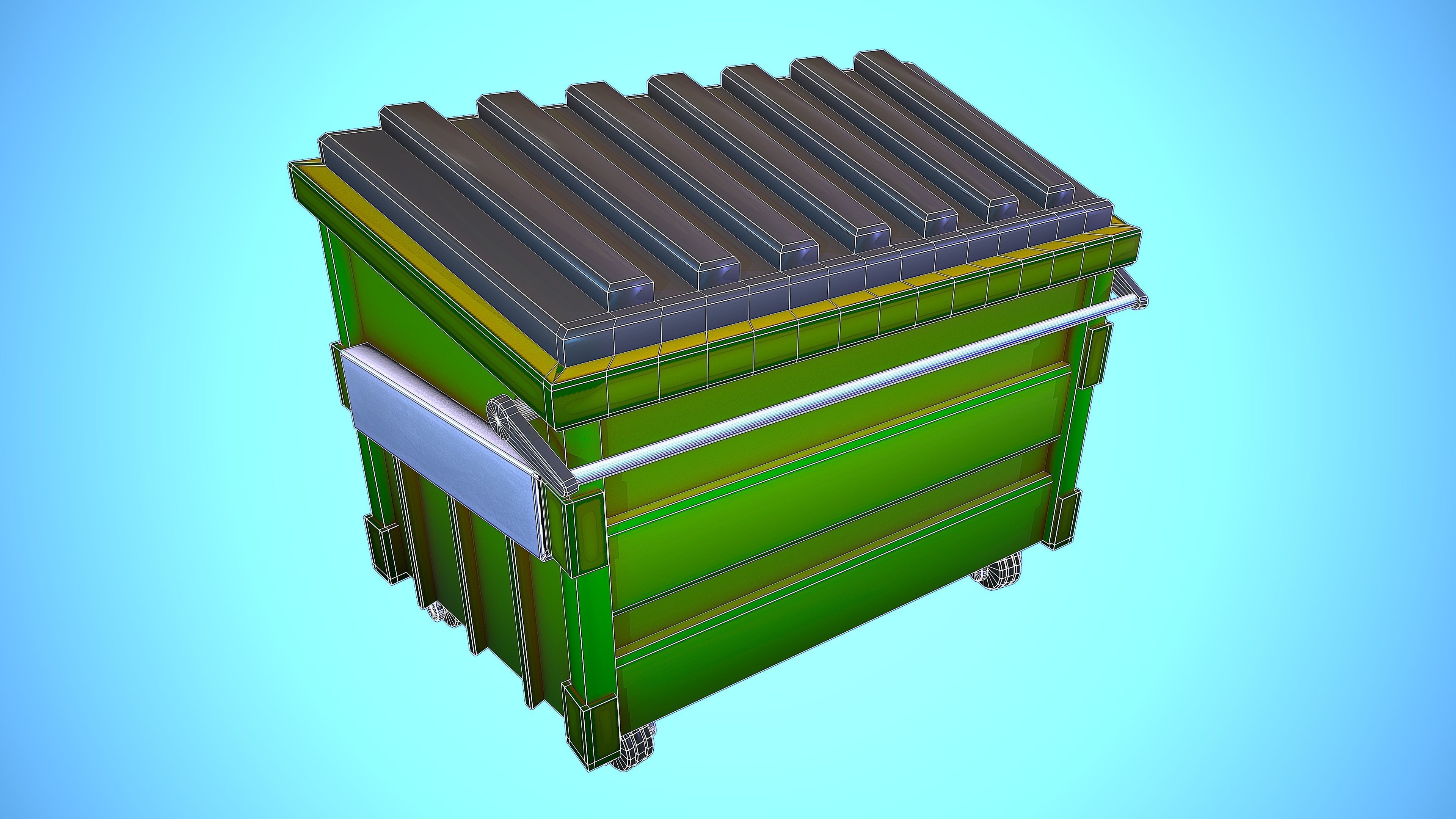 RECYCLING CONTAINER BIN Low-poly 3D model_3