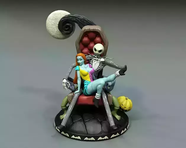 Sally nightmare before christmas figurine on chair 3D print model