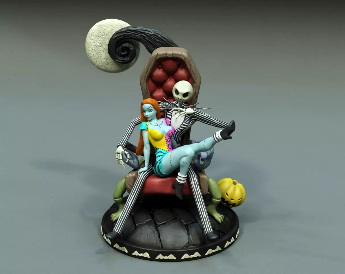 Sally nightmare before christmas figurine on chair 3D print model_0