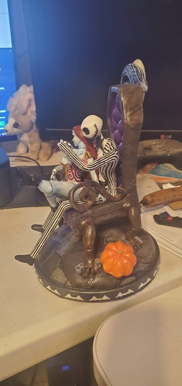 Sally nightmare before christmas figurine on chair 3D print model_4