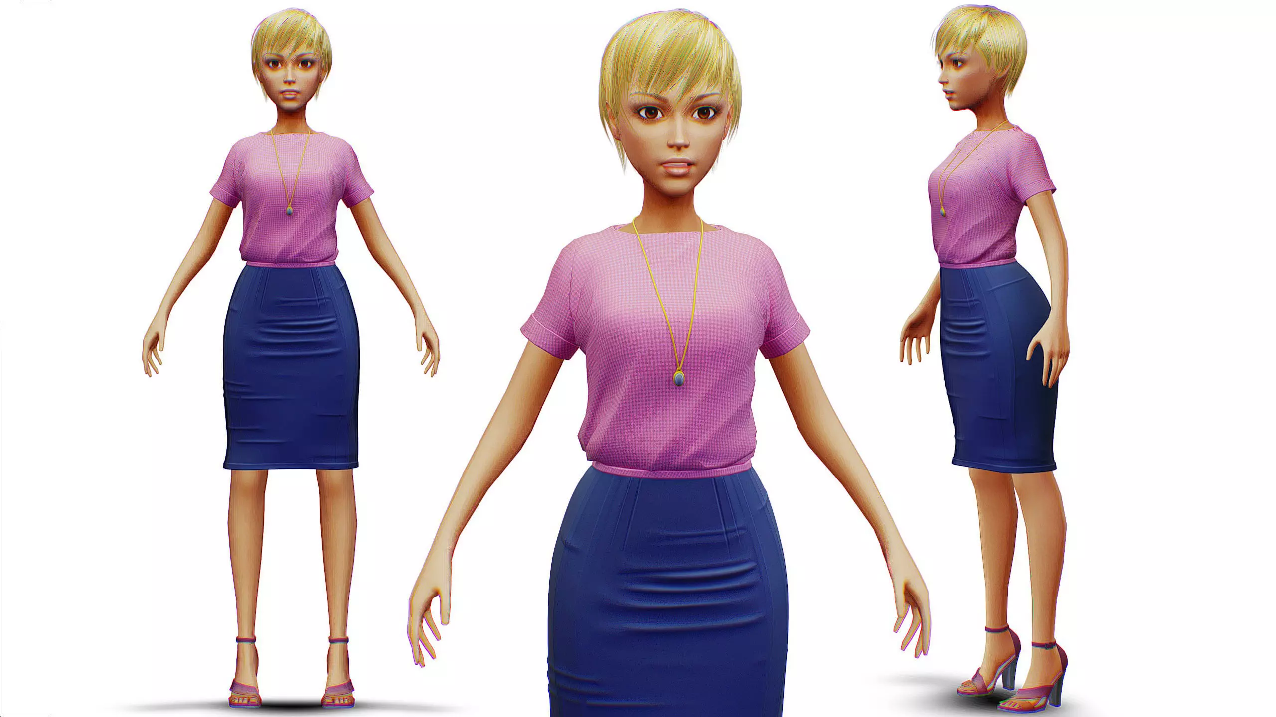 Young Woman - Smart Casual Clothes - Chic Street Style Outfit HP 3D model