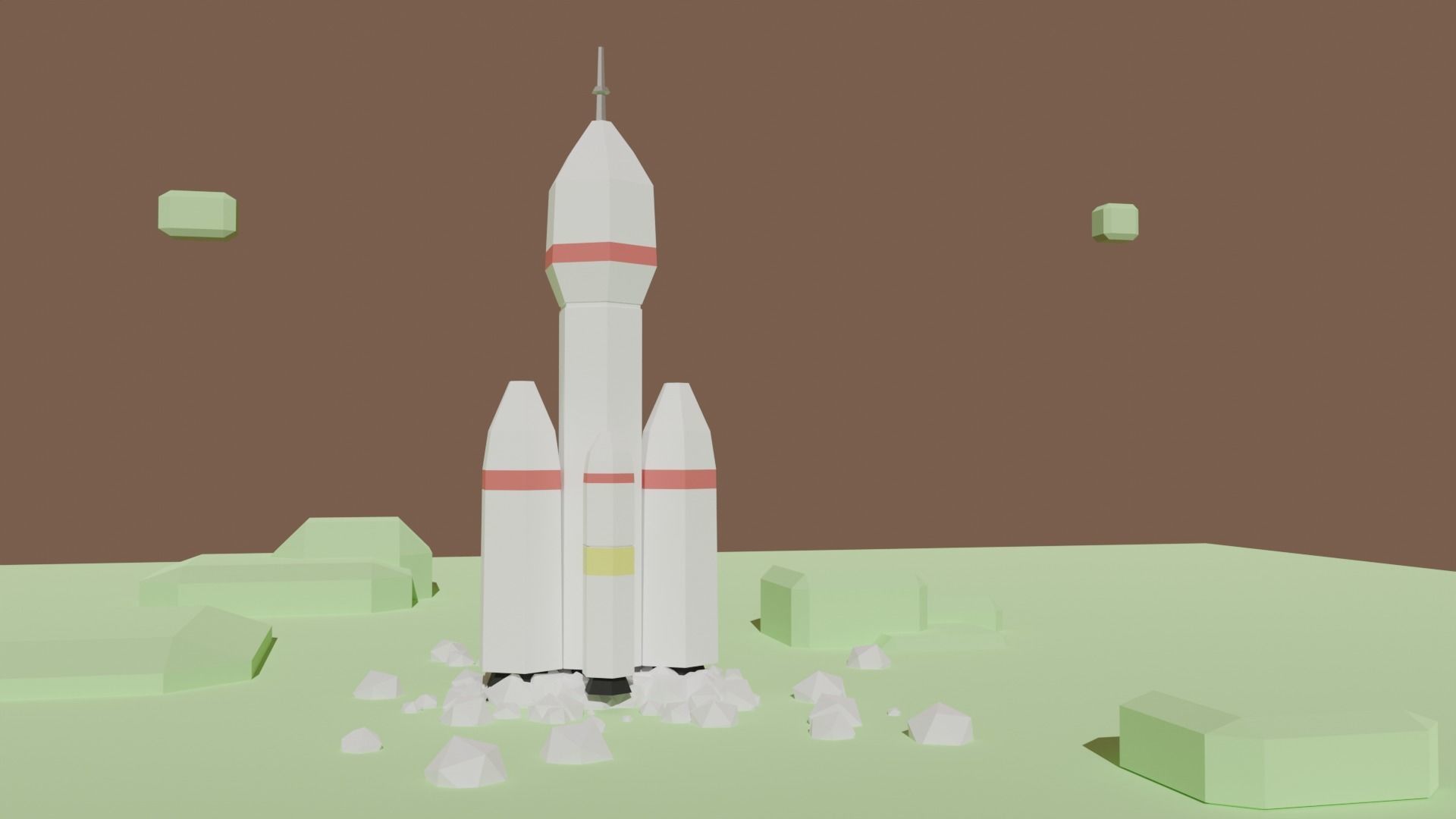 Rocket plus starting animation Low-poly 3D model_7