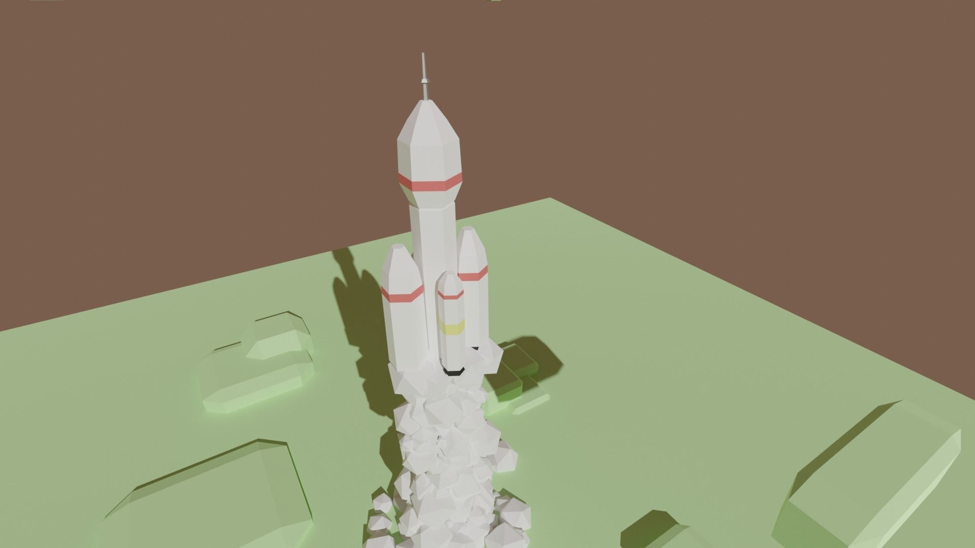 Rocket plus starting animation Low-poly 3D model_3