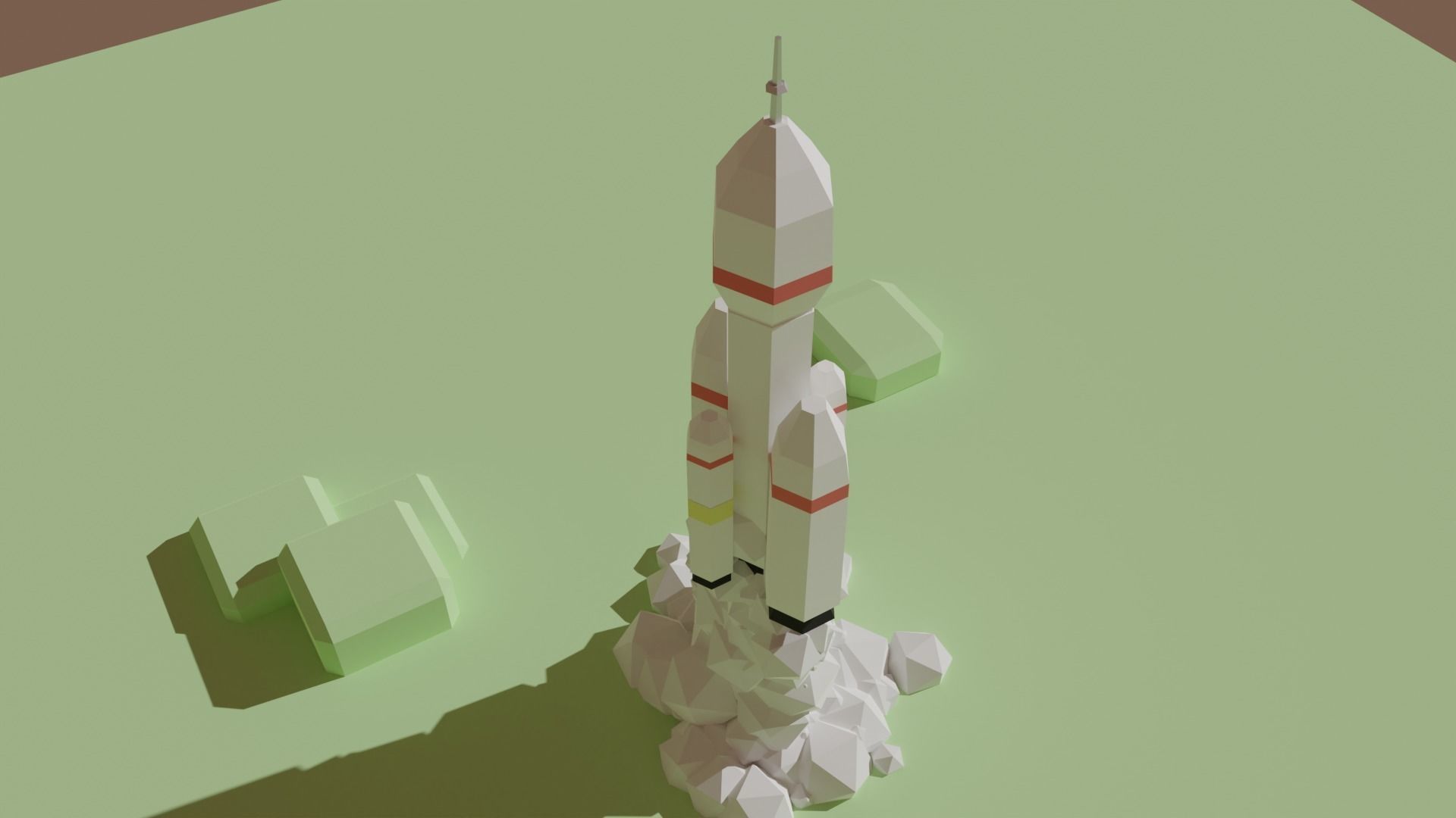 Rocket plus starting animation Low-poly 3D model_9