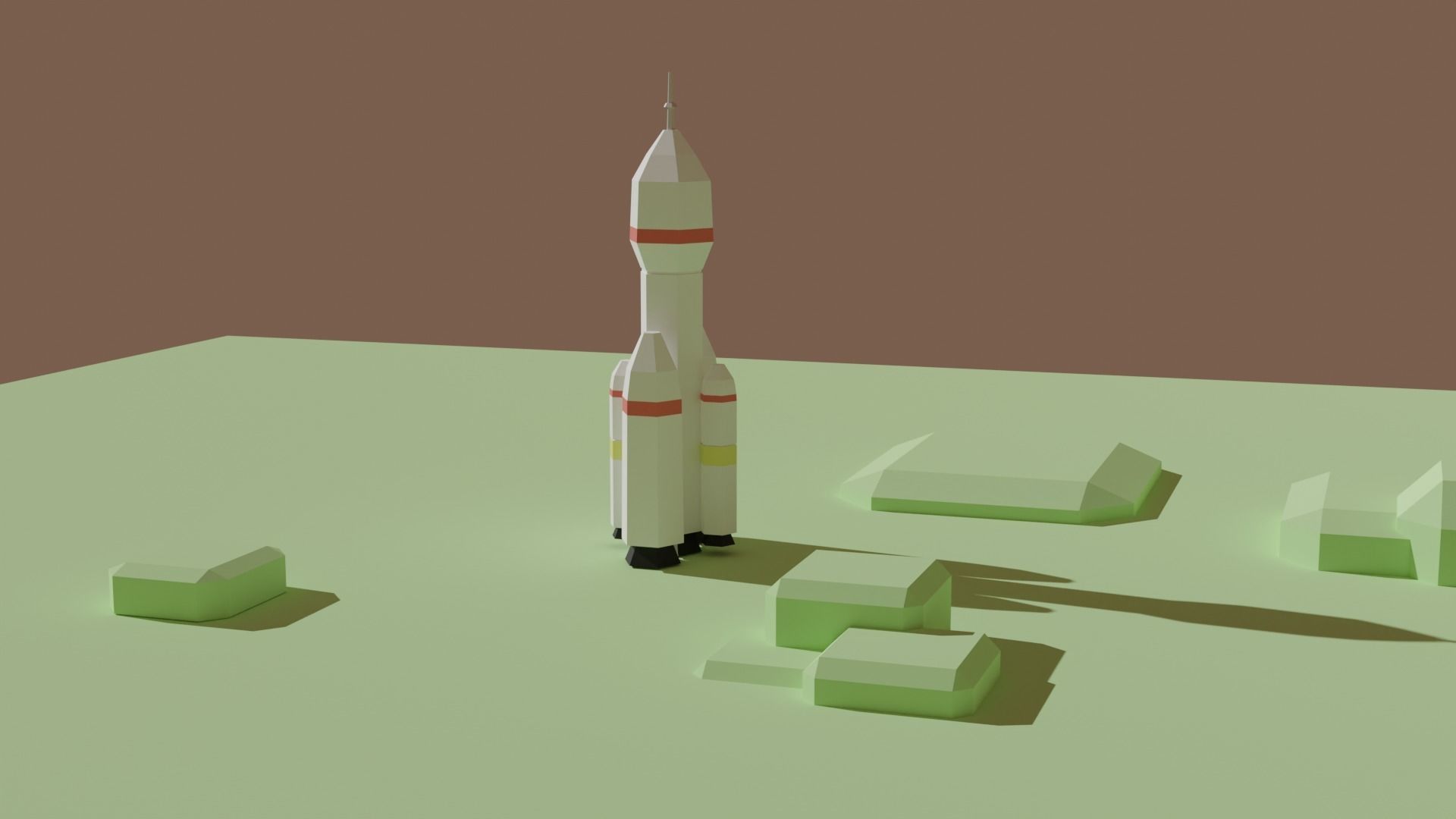 Rocket plus starting animation Low-poly 3D model_8