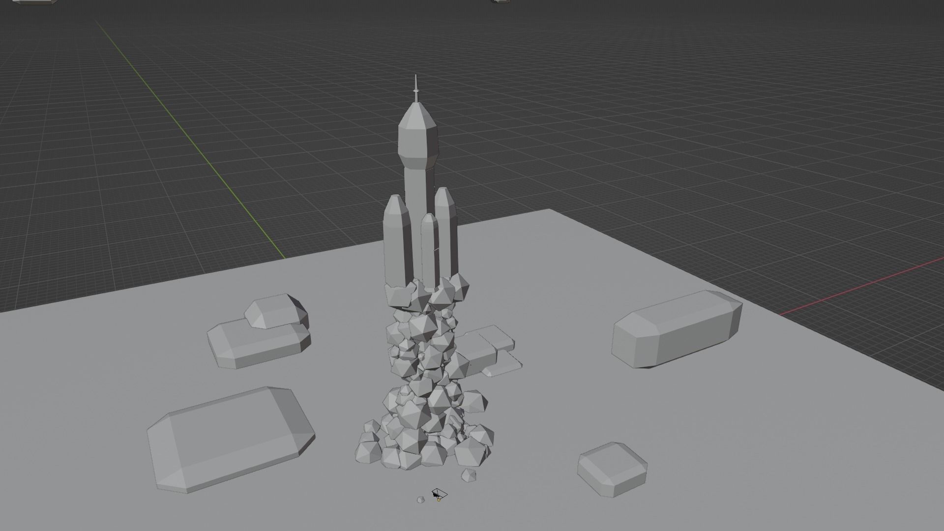 Rocket plus starting animation Low-poly 3D model_15