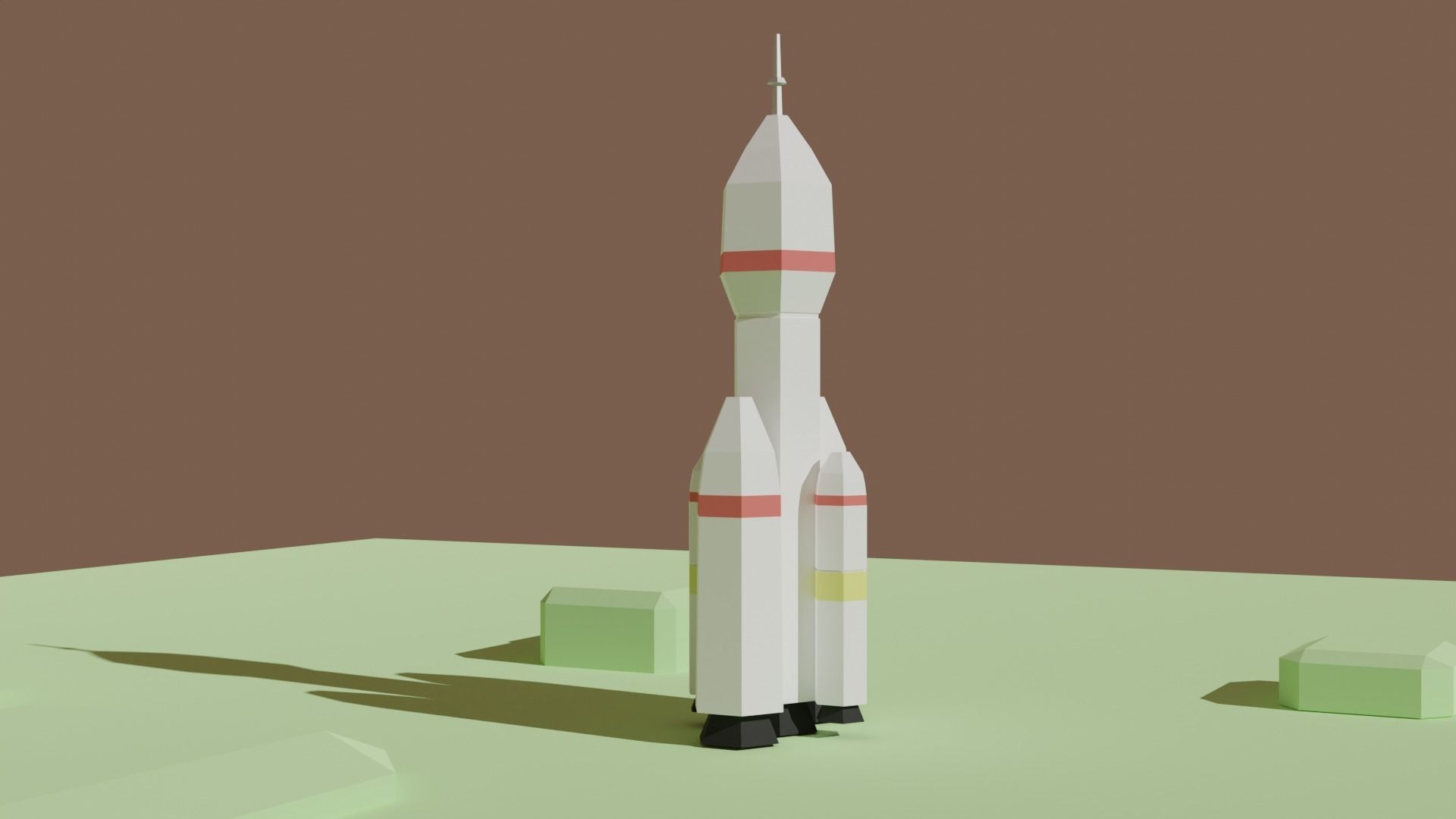 Rocket plus starting animation Low-poly 3D model_14