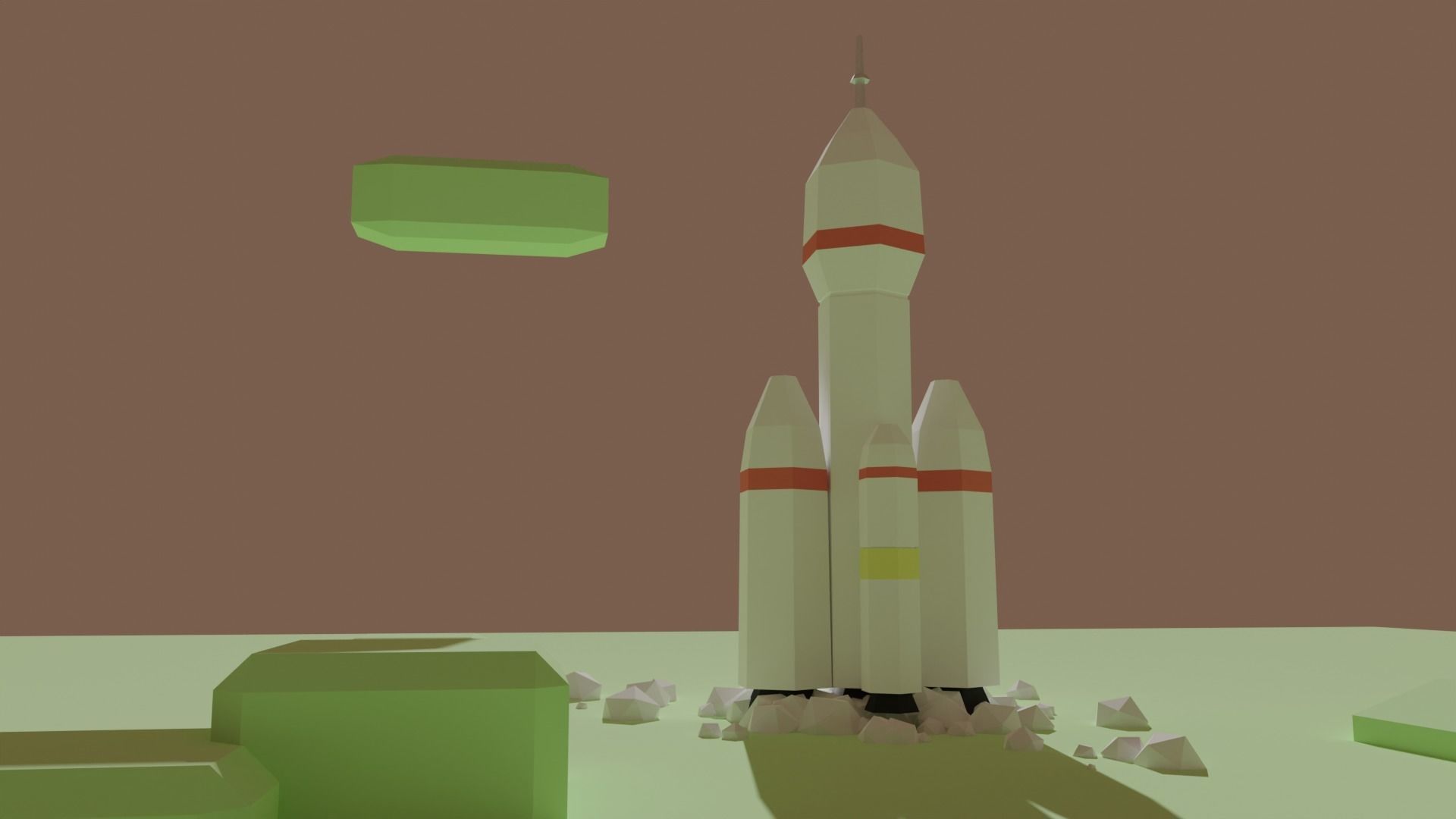 Rocket plus starting animation Low-poly 3D model_11