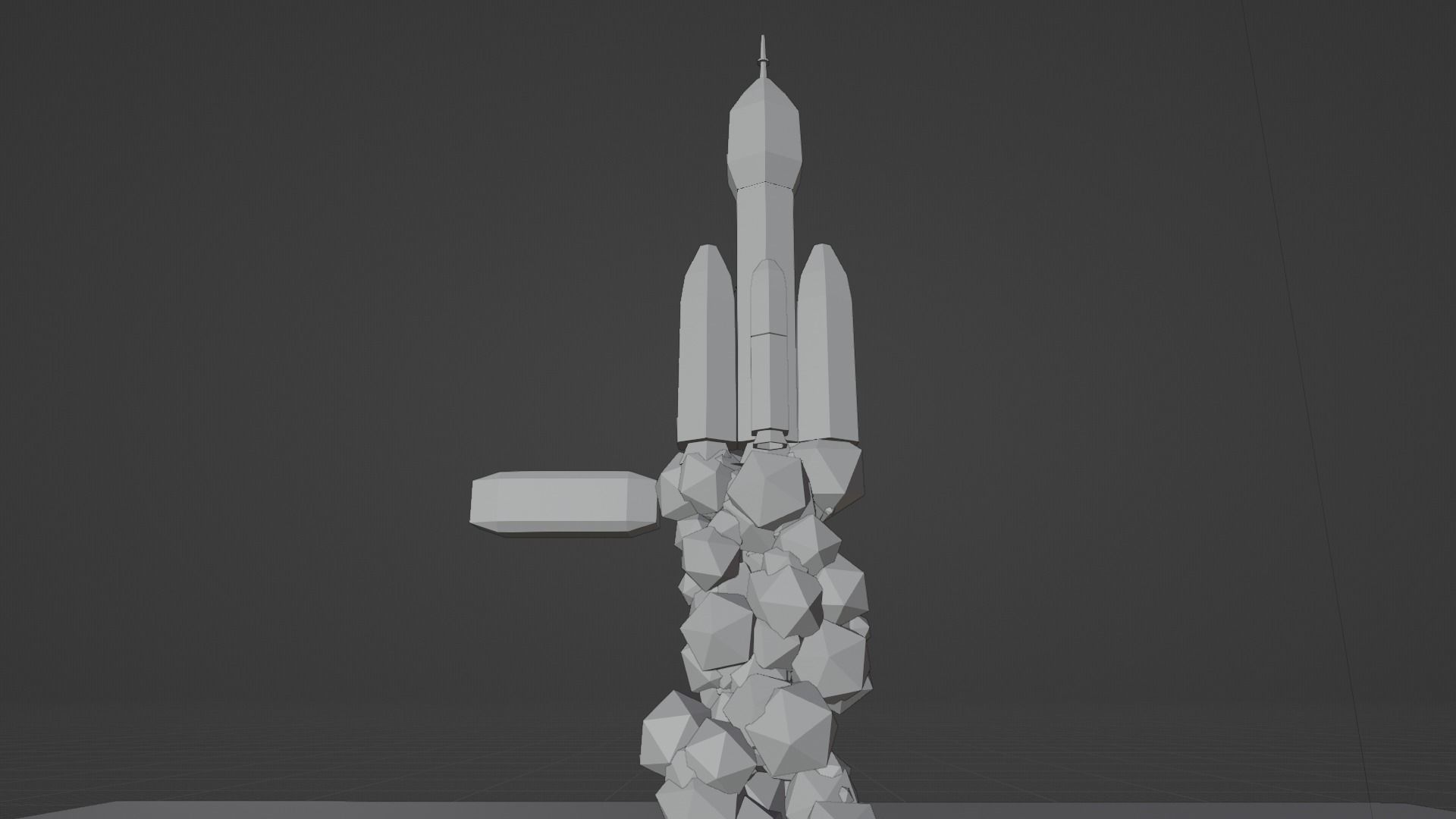 Rocket plus starting animation Low-poly 3D model_16