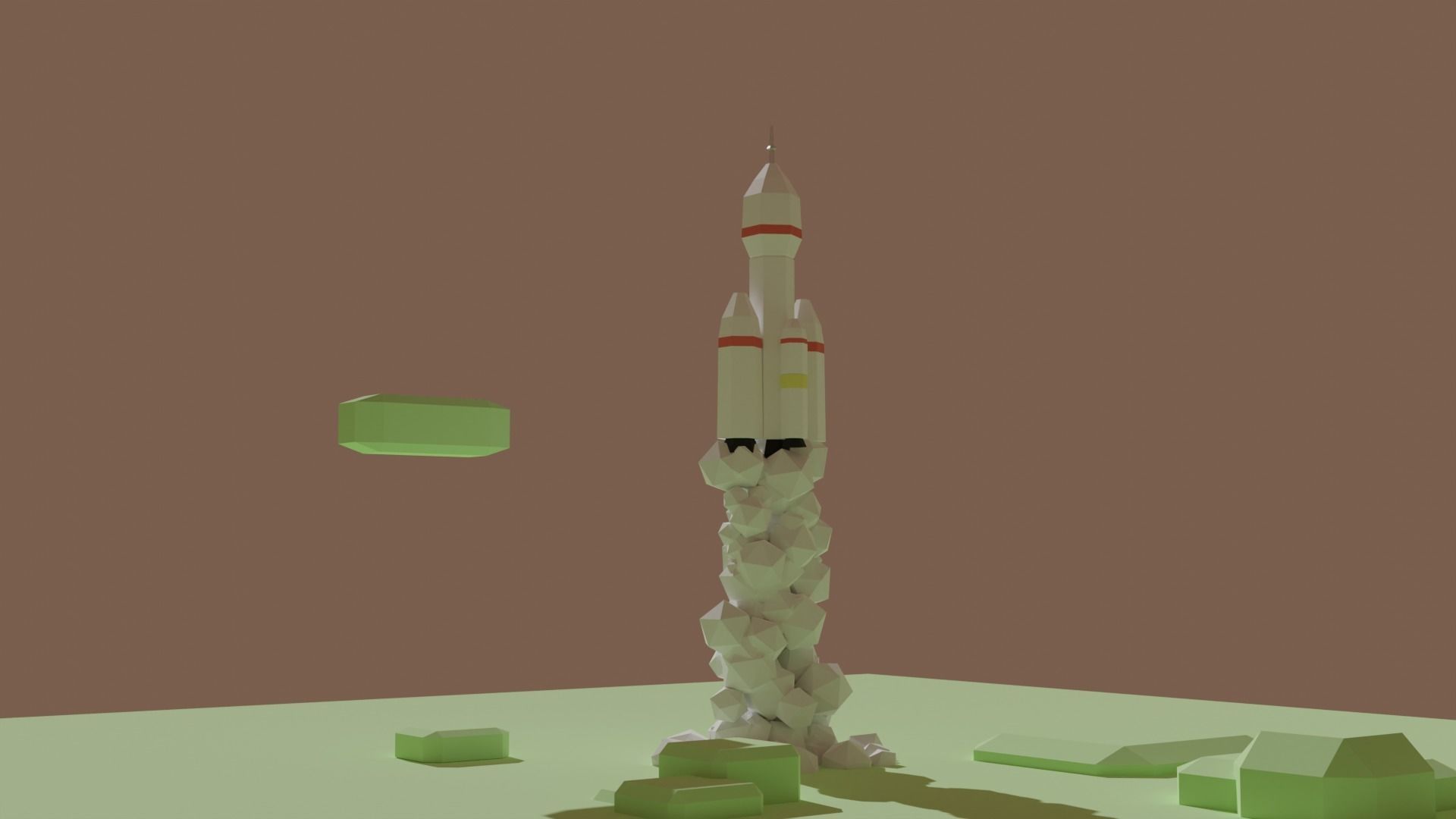 Rocket plus starting animation Low-poly 3D model_5