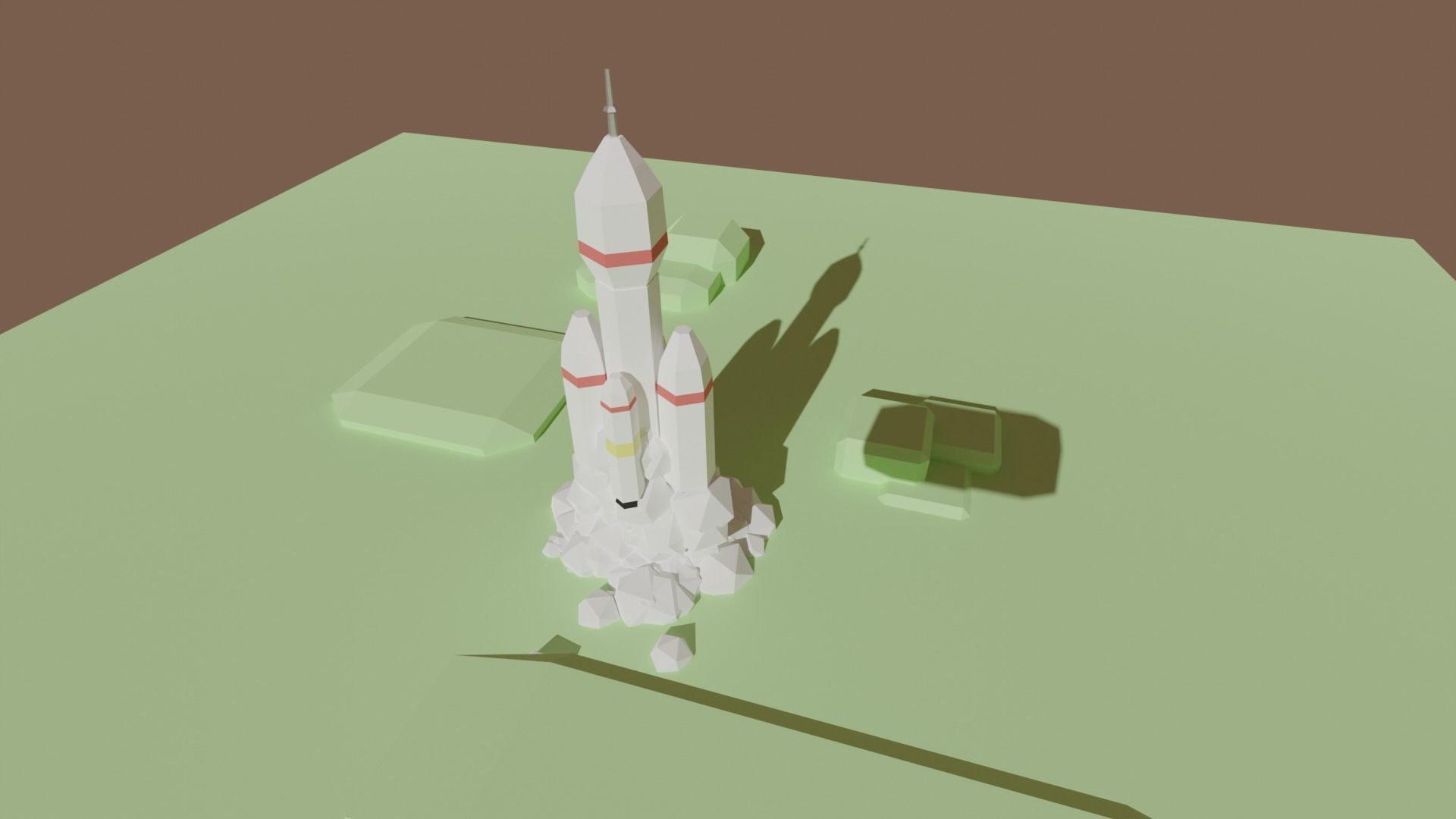 Rocket plus starting animation Low-poly 3D model_2