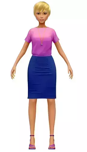 Cartoon Style Low Poly Secretary Girl Avatar Low-poly 3D model