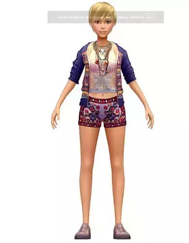Cartoon High Poly Subdivision Girl Boho Style