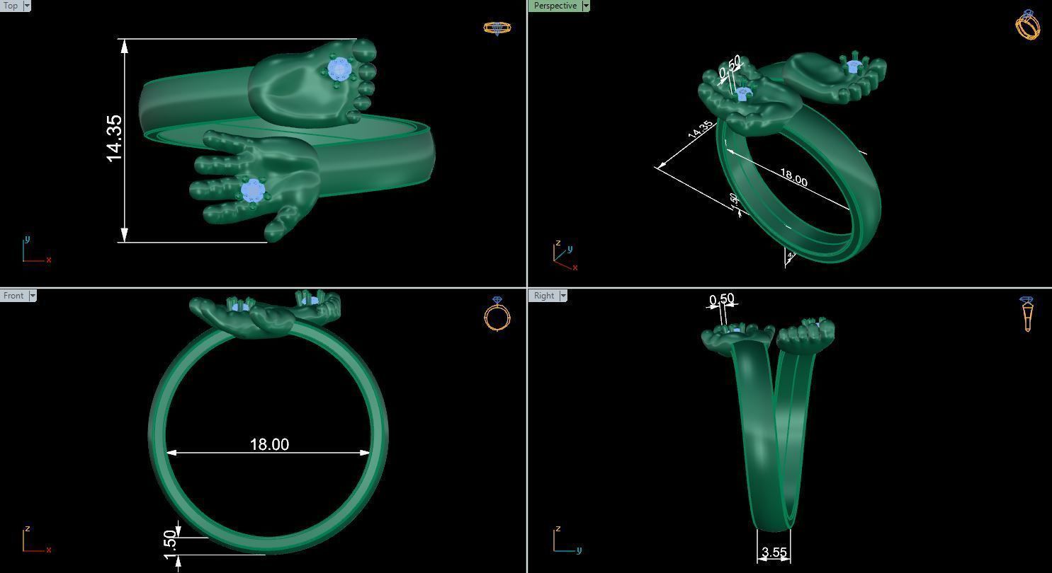 Ring HAND AND FOOT 3D print model_12