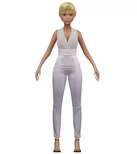 Cartoon High Poly Subdivision Overall White