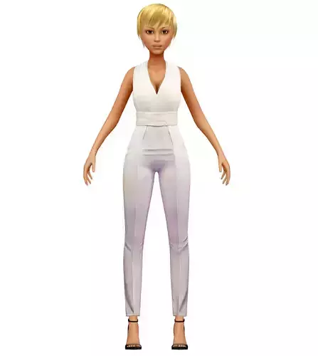 Cartoon Style Low Poly Overall White Avatar