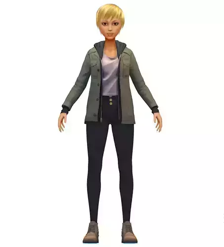 Cartoon High Poly Subdivision Parka Khaki