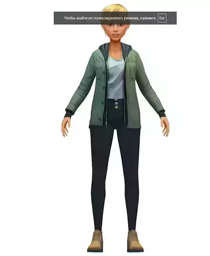 Cartoon Style Low Poly Parka Khaki Avatar Low-poly 3D model