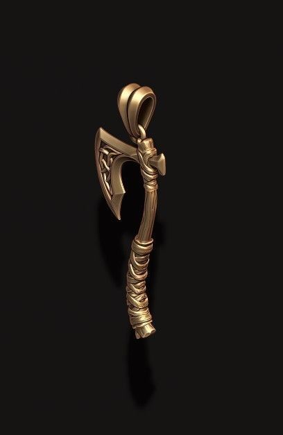 Viking axe pendant 3D print model_4