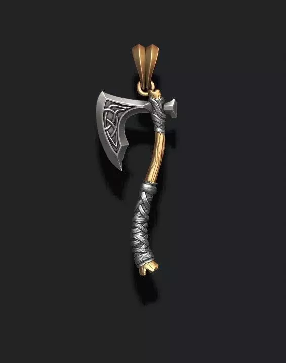 Viking axe pendant 3D print model_0