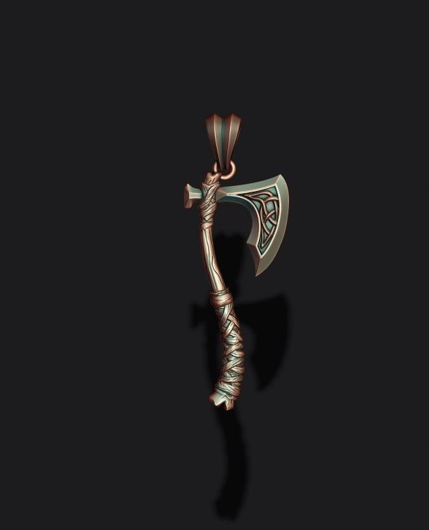 Viking axe pendant 3D print model_5