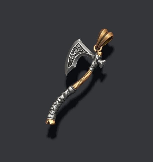 Viking axe pendant 3D print model_1