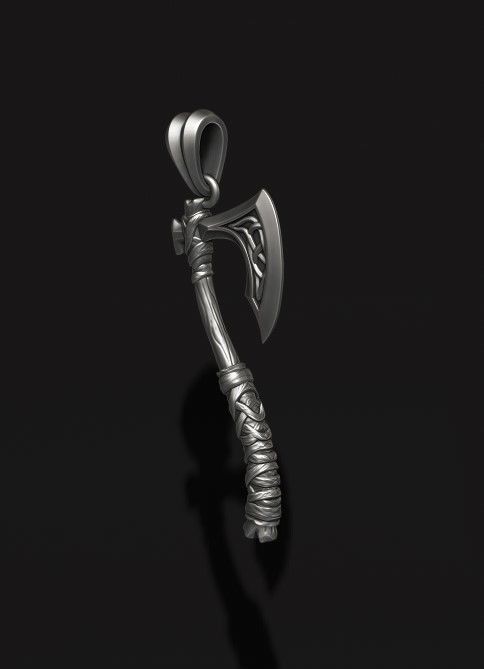 Viking axe pendant 3D print model_6