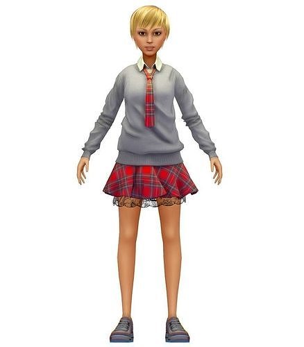 Cartoon High Poly Subdivision Schoolgirl Avatar 3D Model Low-poly 3D model