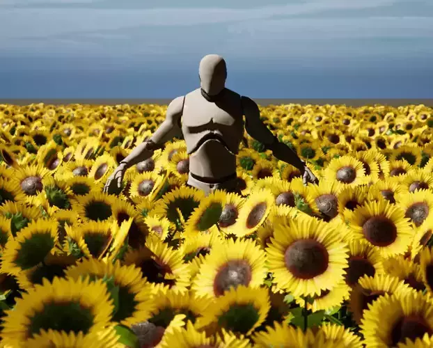 Sunflowers Low-poly 3D model