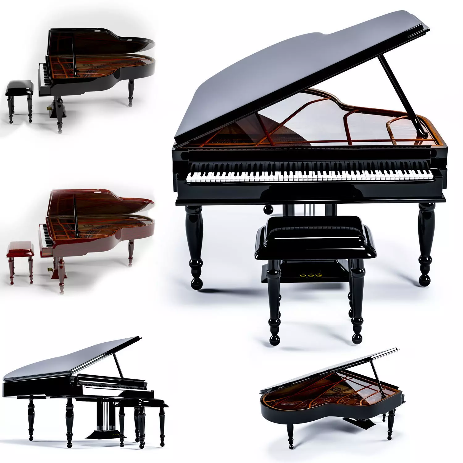 Piano grand Free 3D model