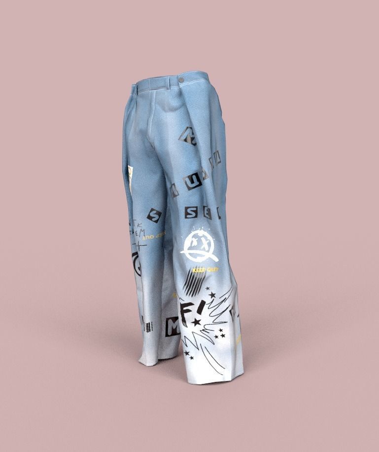 Stylish pants pack Low-poly 3D model_8
