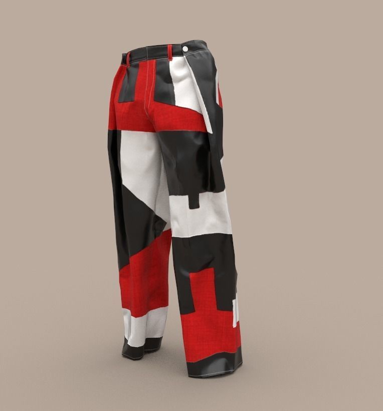 Stylish pants pack Low-poly 3D model_10