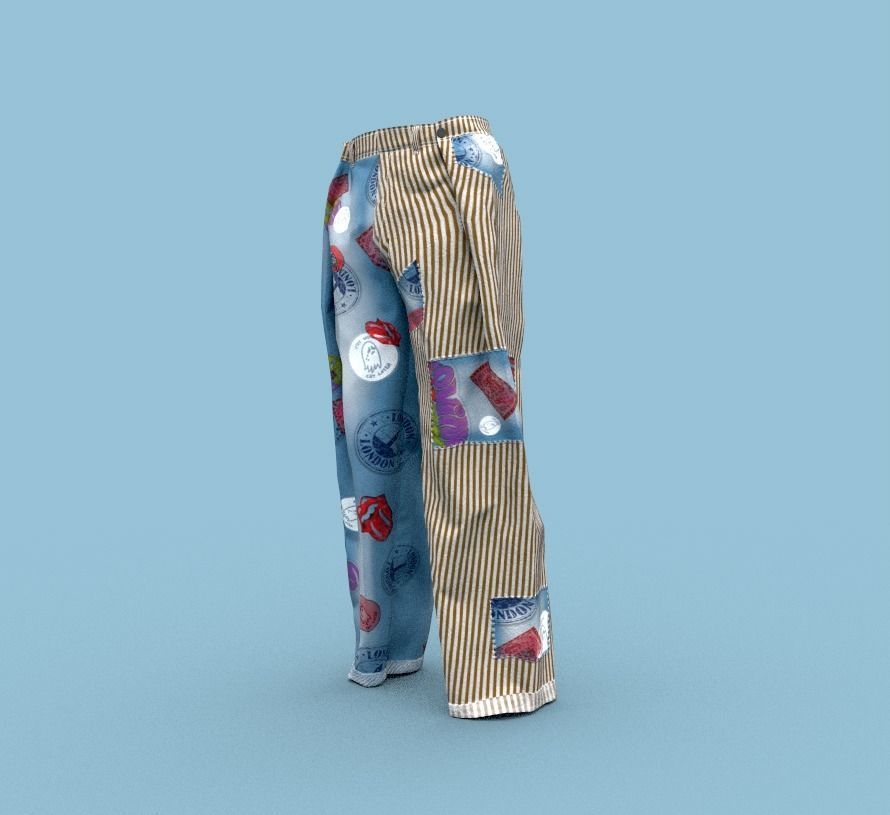 Stylish pants pack Low-poly 3D model_11