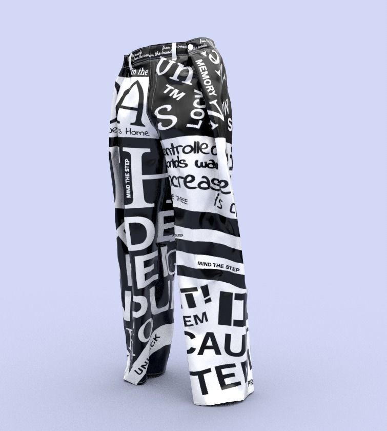 Stylish pants pack Low-poly 3D model_9