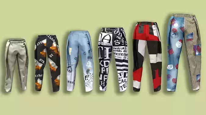 Stylish pants pack Low-poly 3D model
