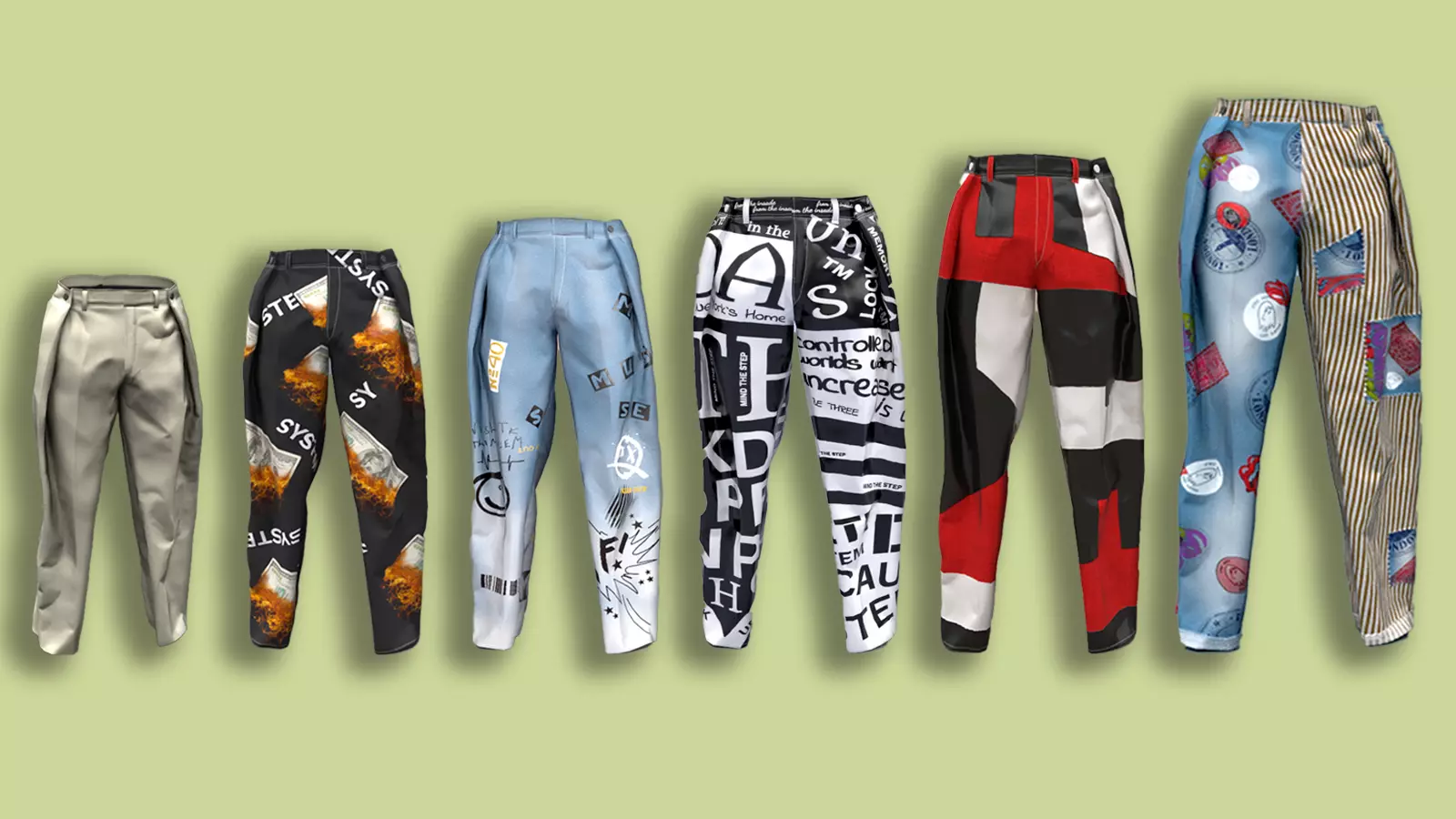 Stylish pants pack Low-poly 3D model_0