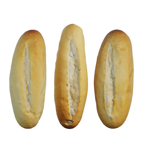 Bread three pieces of 3D model