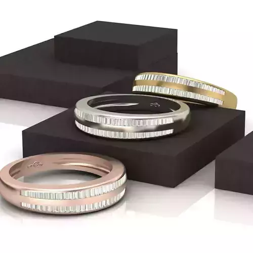 JD113-CAD-LRN two wedding bands with baguette cut diamonds