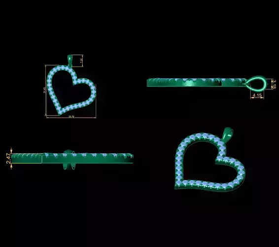 Women heart pendant 3dm render detail 3D print model