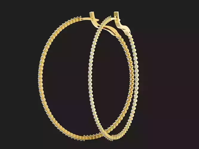  big long hoop earrings with stones 3D print model