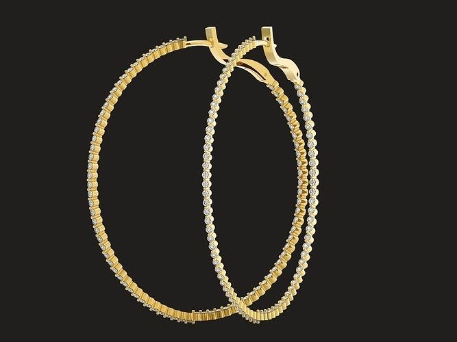  big long hoop earrings with stones 3D print model