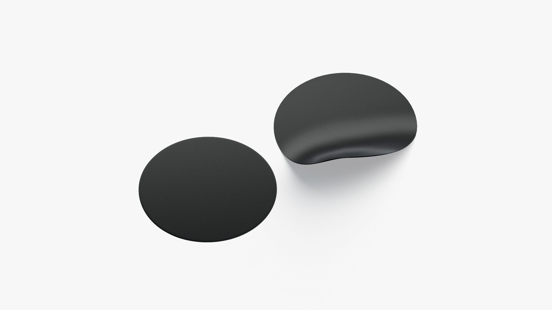 Two Black Round Stickers - smooth and bended adhesive labels Low-poly 3D model_1