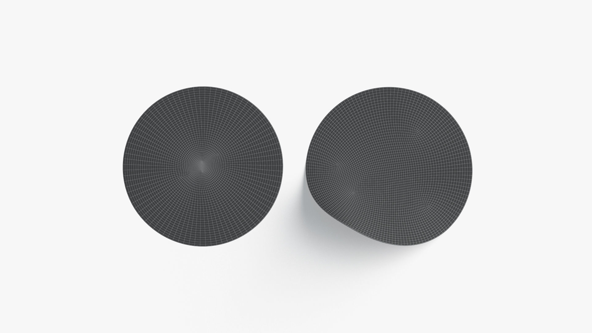 Two Black Round Stickers - smooth and bended adhesive labels Low-poly 3D model_6