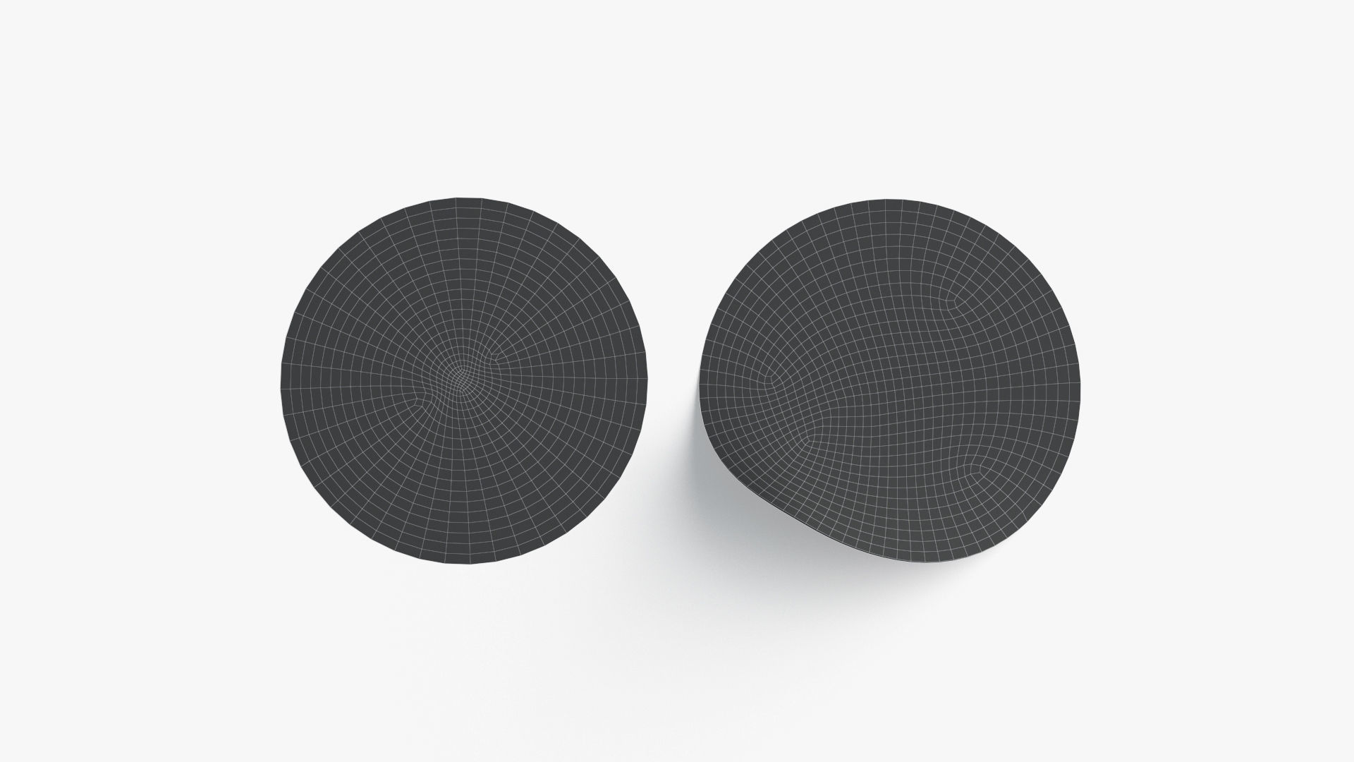 Two Black Round Stickers - smooth and bended adhesive labels Low-poly 3D model_5