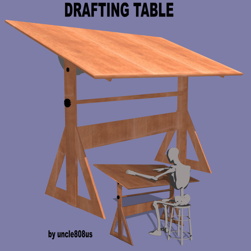 Drafting Table FBX and OBJ 3D model_2
