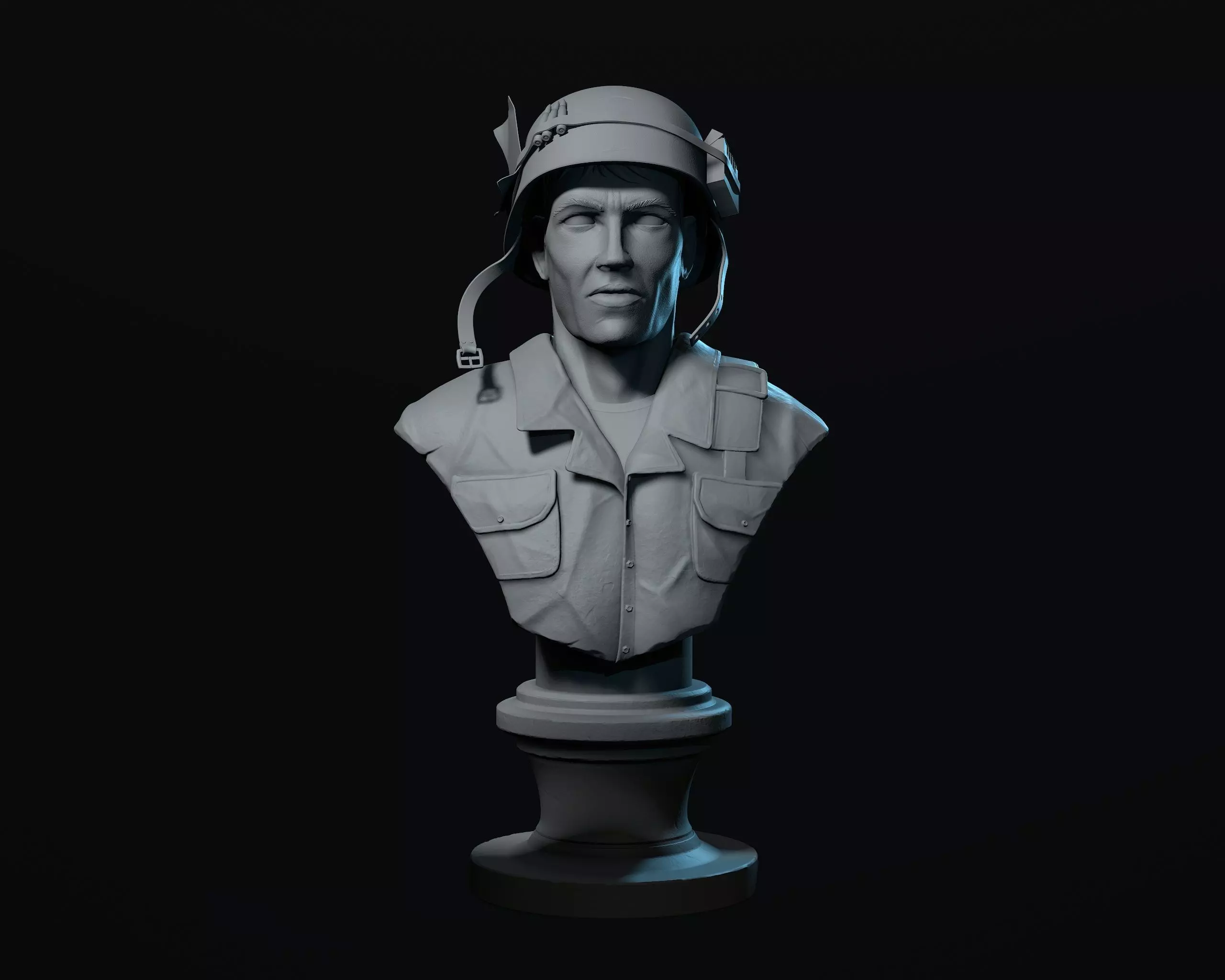 bust of a Vietnam War soldier STL 3D print model_0