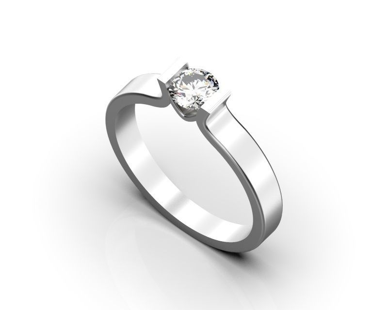 engagement ring with diamond 3D print model_2
