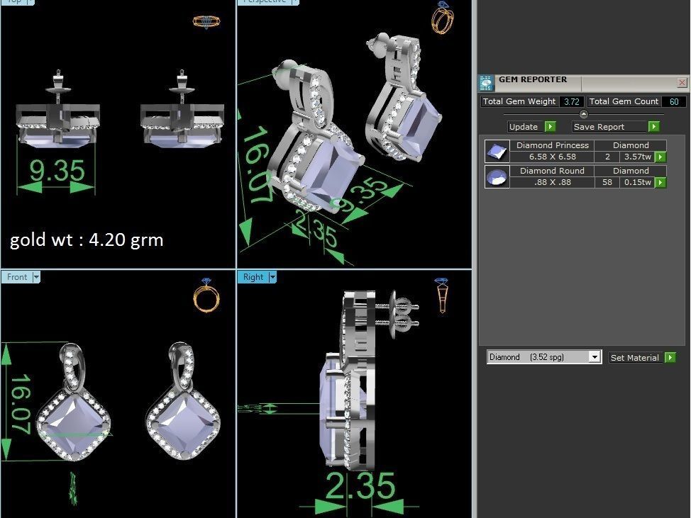 Women earrings 3D print model_3